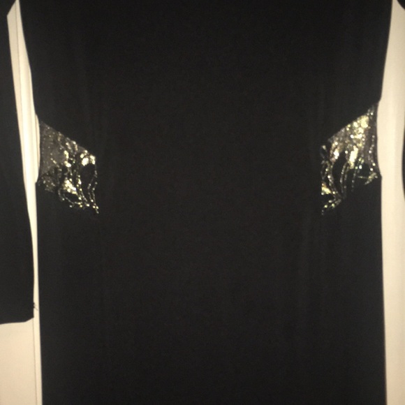 Black Ball Gown with Gold Lace Cutouts Size M - Picture 3 of 9